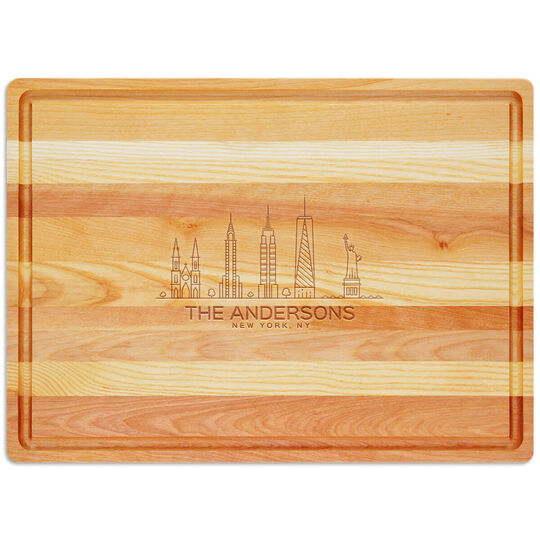 New York  Skyline Master Large Wood Cutting Board